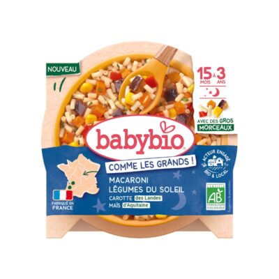 Органски ноќен оброк со макарони, зеленчук, морков и пченка за 15+ месеци - 200 гр.